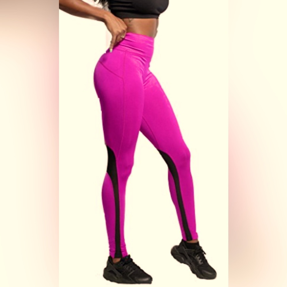 NWT [OtoS] Active Fuchsia High-Waisted Activewear Yoga Leggings Women's L/XL